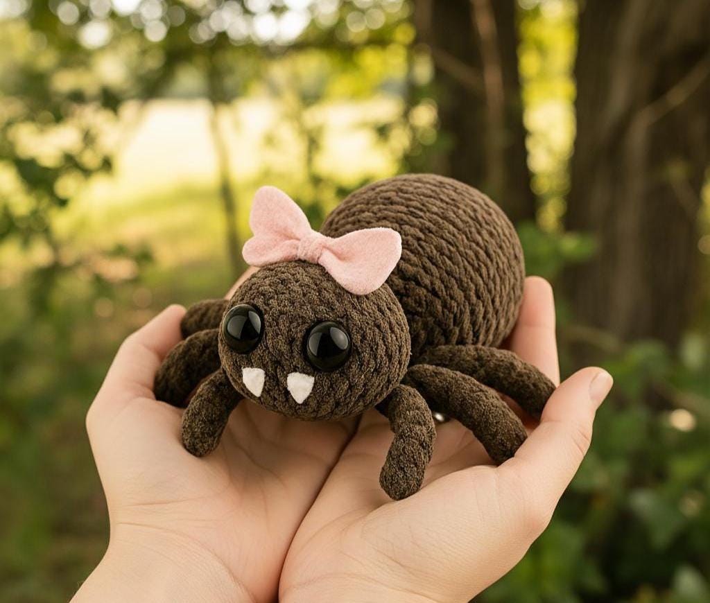 Crochet Spider Plush Pattern PDF – Amigurumi Halloween Toy, Soft Stuffed Animal, Beginner Friendly BBM