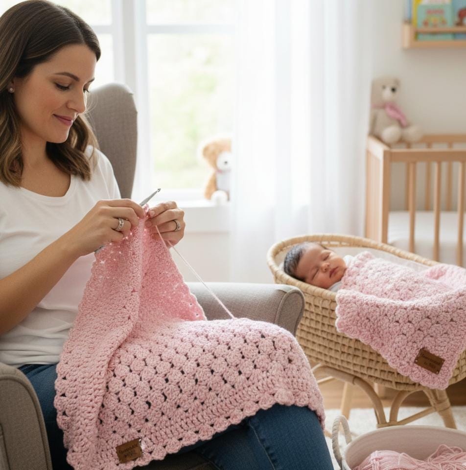 Easy Baby Blanket Crochet Pattern PDF, Shell Stitch Beginner Friendly Tutorial, Quick Digital Download BBM