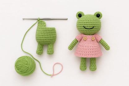 Crochet Frog Doll Pattern | Amigurumi in Dress PDF Tutorial Digital Download BBM
