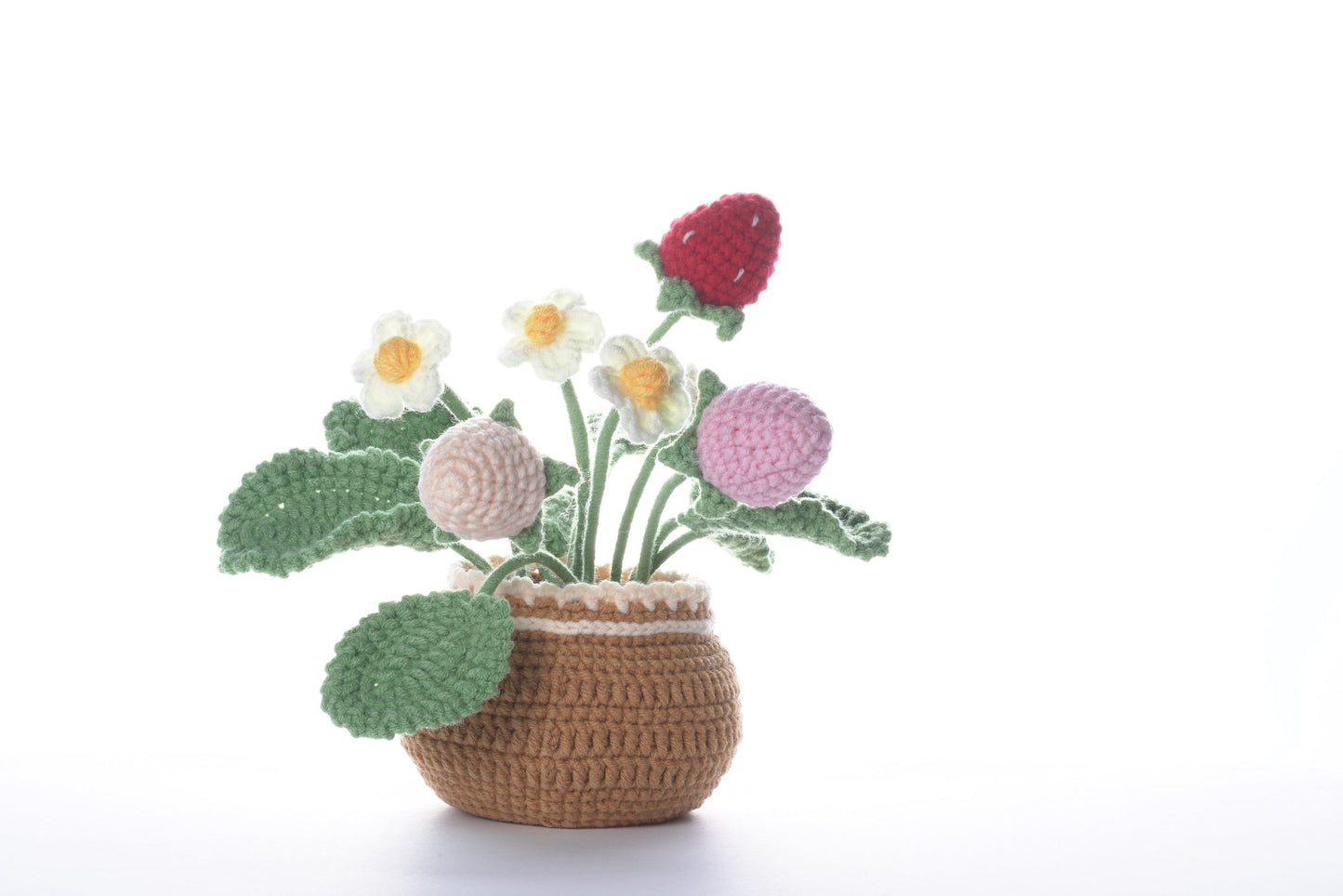 Strawberry. Potted Plant Amigurumi DIY Crochet Kit Wizardi F07N8-M32 Wizardi