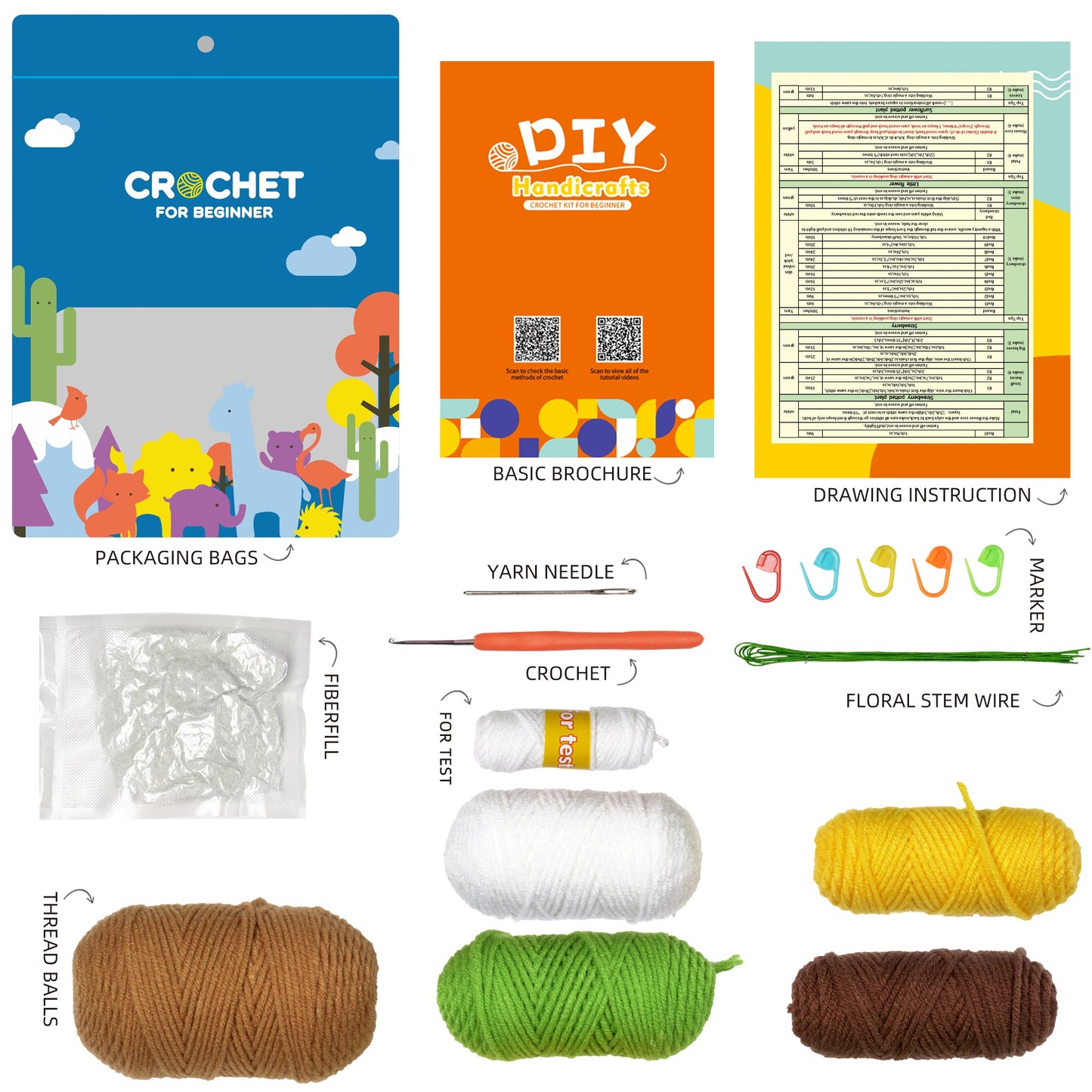 Yellow Flowers. Potted Flower Amigurumi DIY Crochet Kit Wizardi F07N8-M19 Wizardi