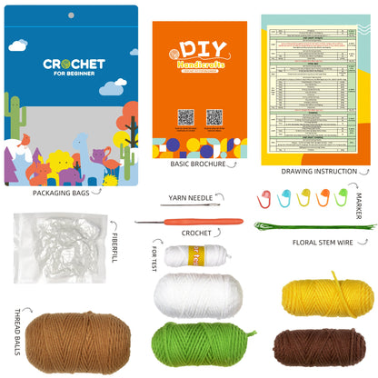 Yellow Flowers. Potted Flower Amigurumi DIY Crochet Kit Wizardi F07N8-M19 Wizardi