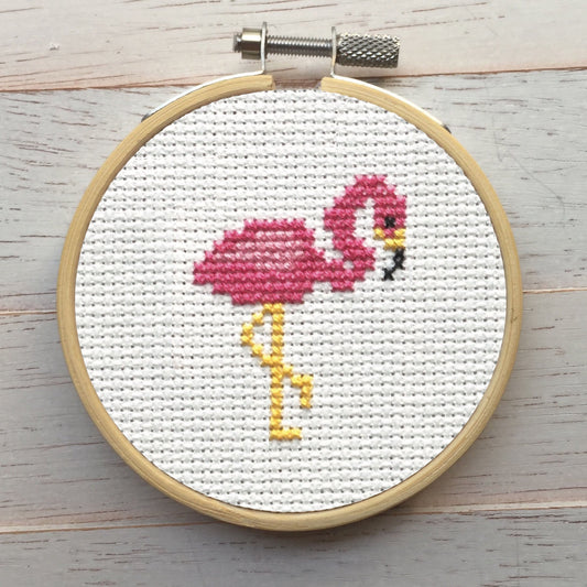 Flamingo Cross Stitch Kit Spot Colors