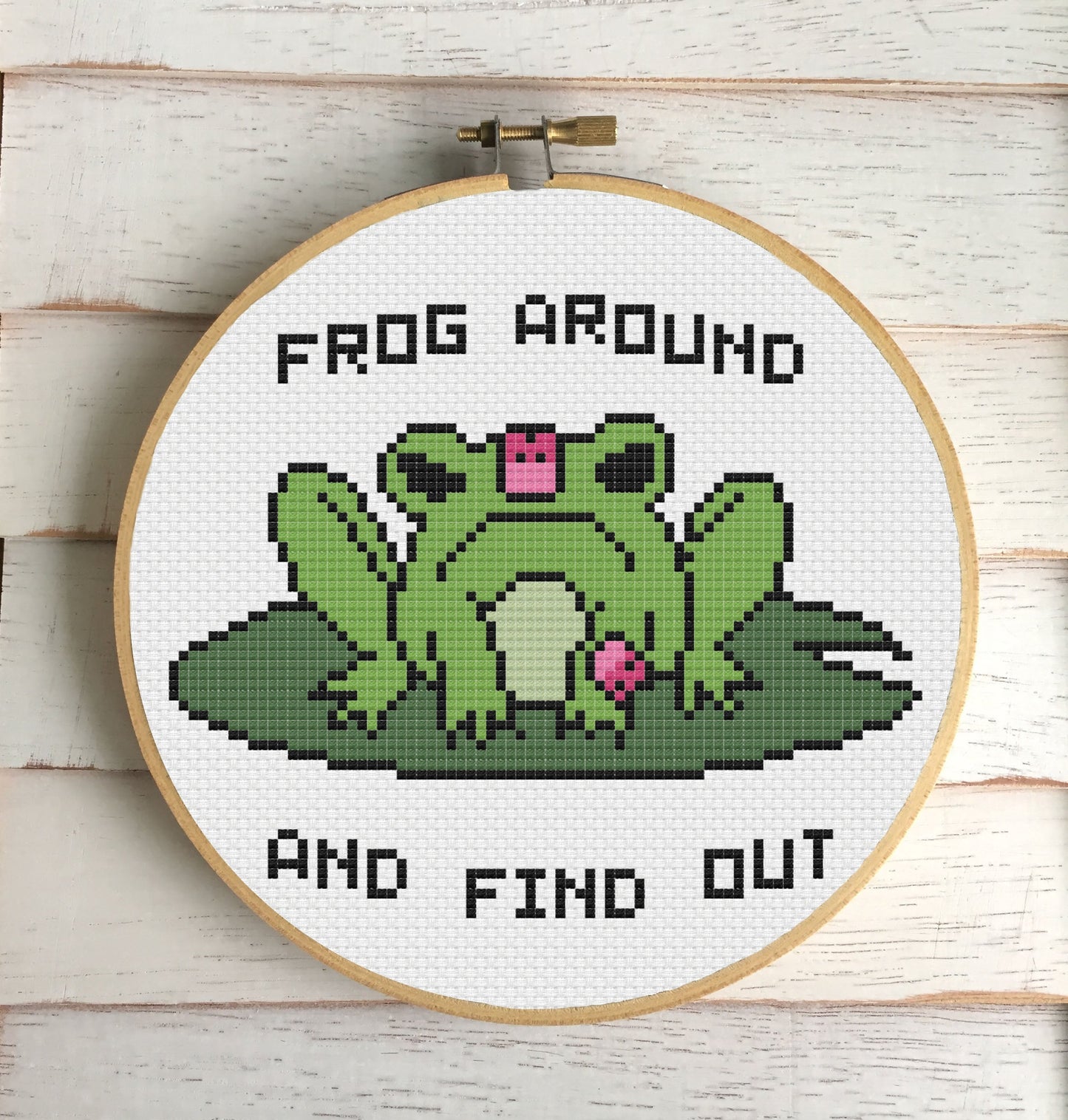 Frog Around Cross Stitch KIT Spot Colors