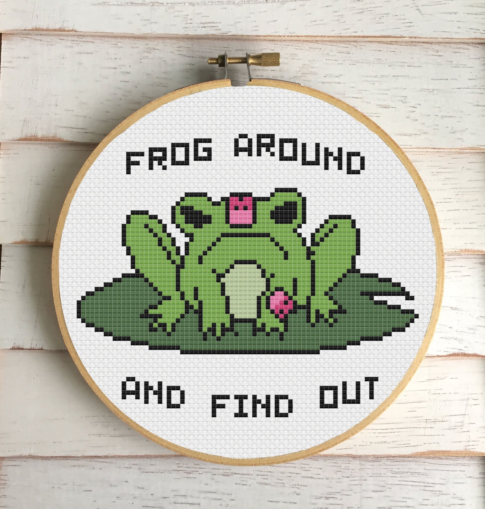 Frog Around Cross Stitch KIT Spot Colors