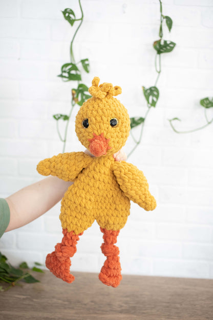 Crochet Chick Lovey, Crochet Stuffed Animal, Amigurumi Chickie Snuggler The McGarvey Workshop