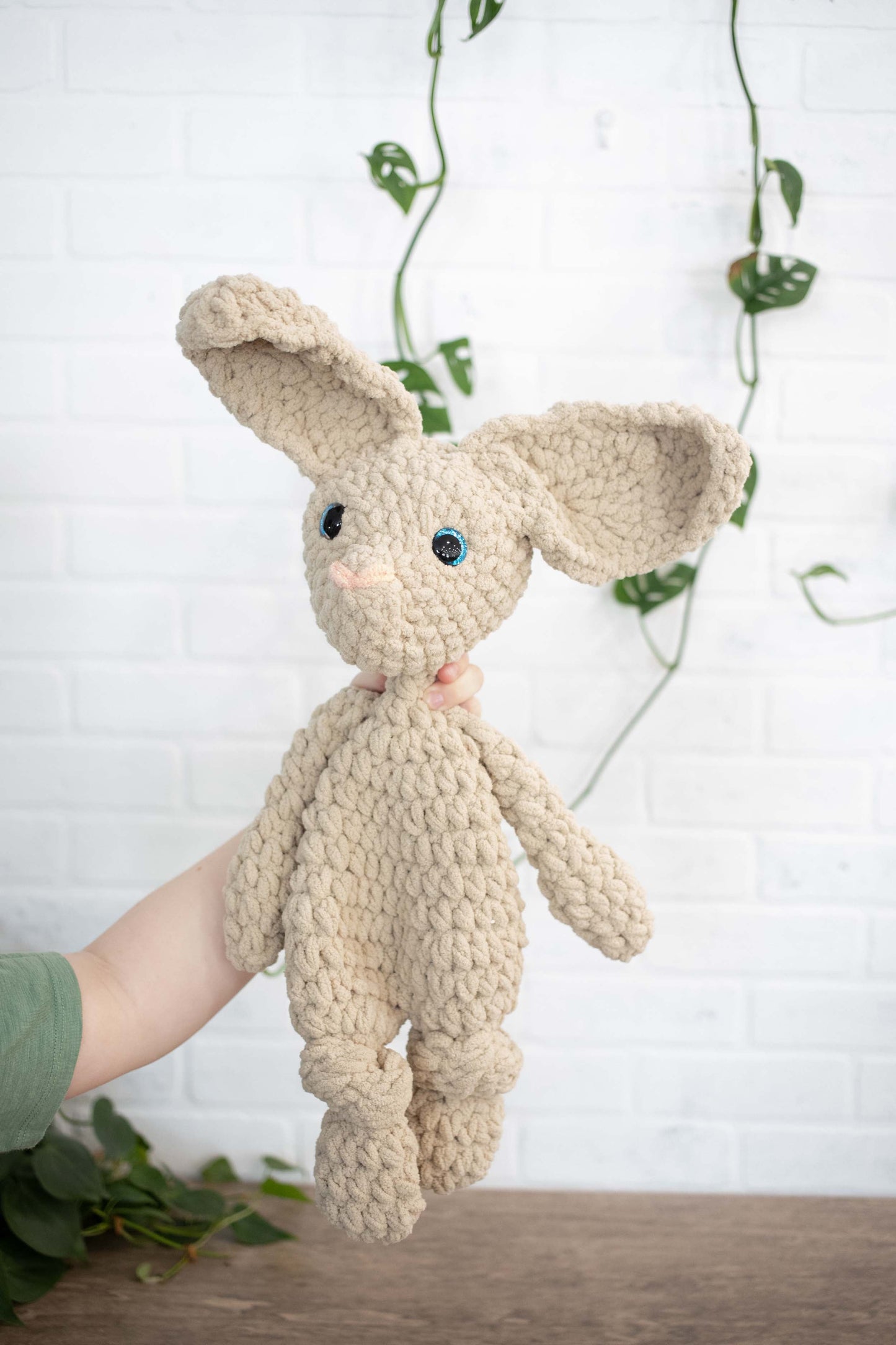 Crochet Bunny Dog Lovey, Crochet Stuffed Animal, Amigurumi Bunny Snuggler The McGarvey Workshop