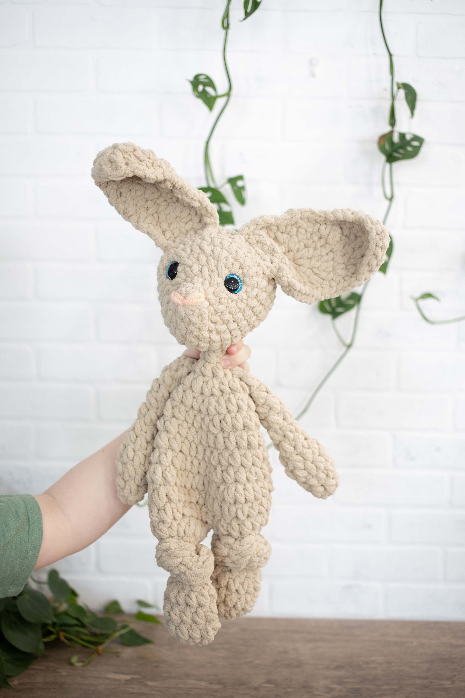Crochet Bunny Dog Lovey, Crochet Stuffed Animal, Amigurumi Bunny Snuggler The McGarvey Workshop