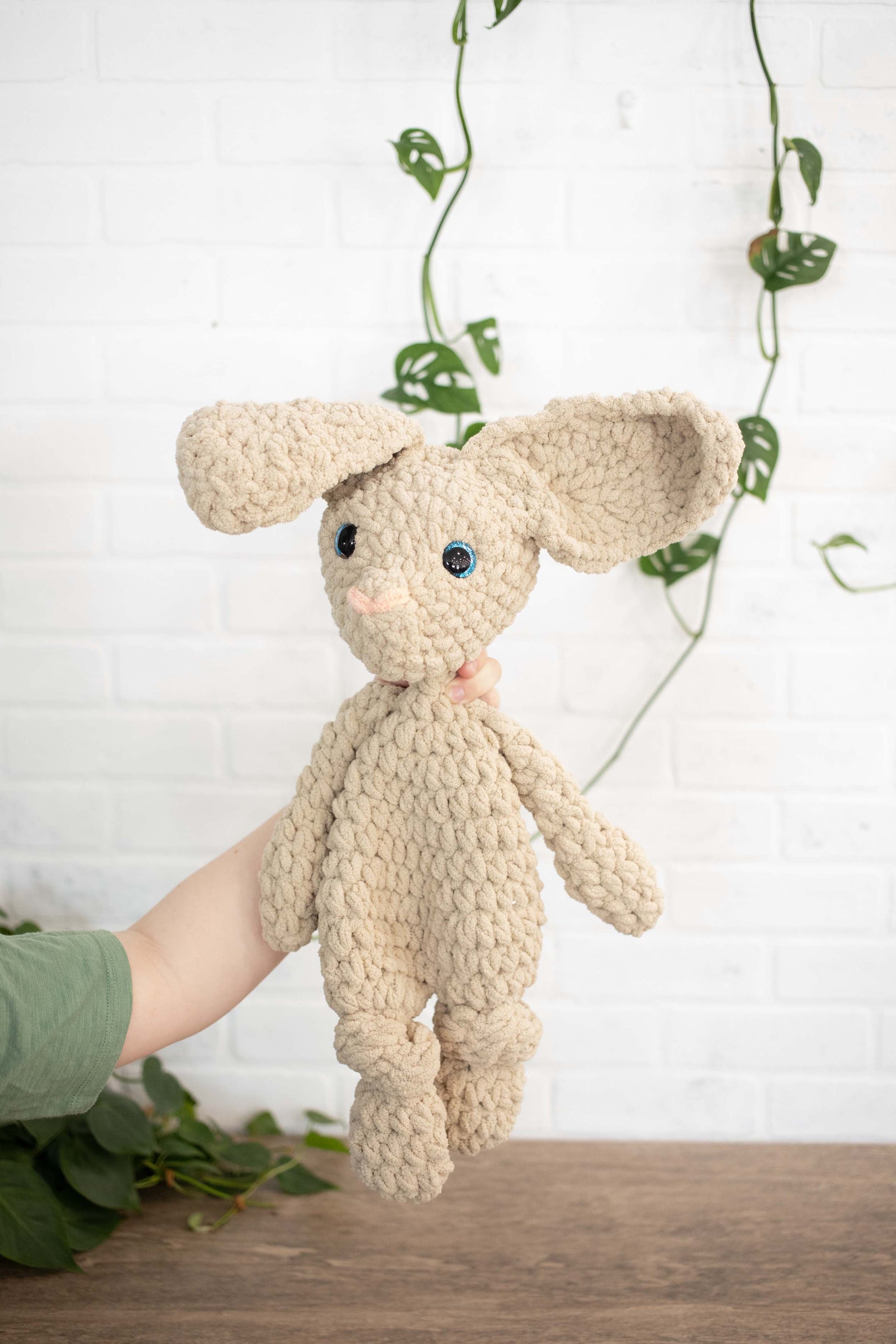Crochet Bunny Dog Lovey, Crochet Stuffed Animal, Amigurumi Bunny Snuggler The McGarvey Workshop