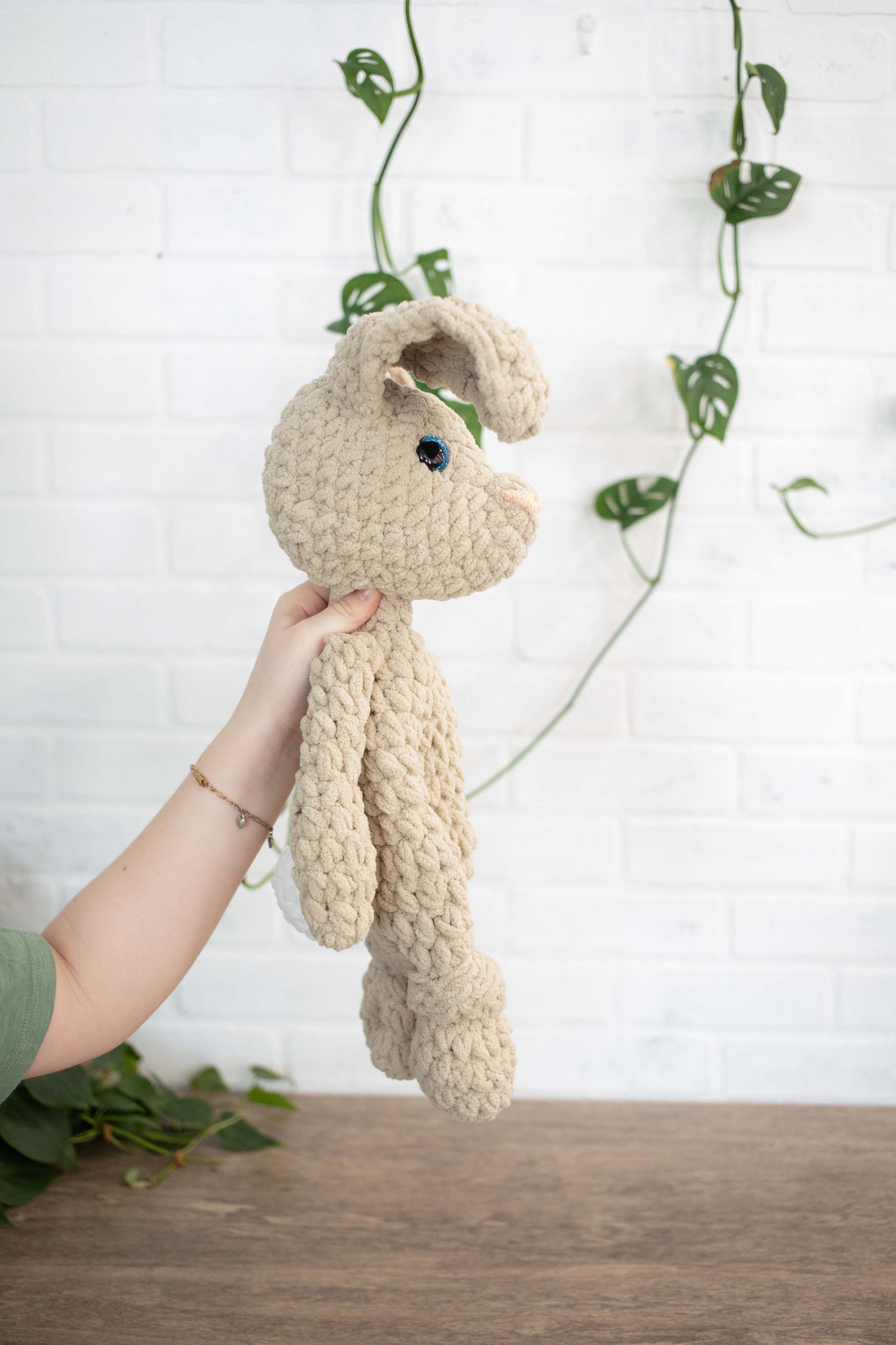Crochet Bunny Dog Lovey, Crochet Stuffed Animal, Amigurumi Bunny Snuggler The McGarvey Workshop