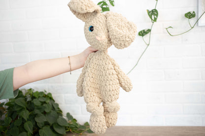 Crochet Bunny Dog Lovey, Crochet Stuffed Animal, Amigurumi Bunny Snuggler The McGarvey Workshop
