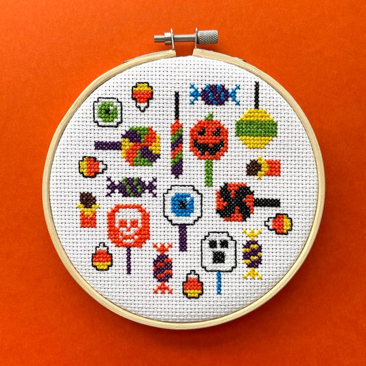 Gimme Candy Counted Cross Stitch DIY KIT Spot Colors