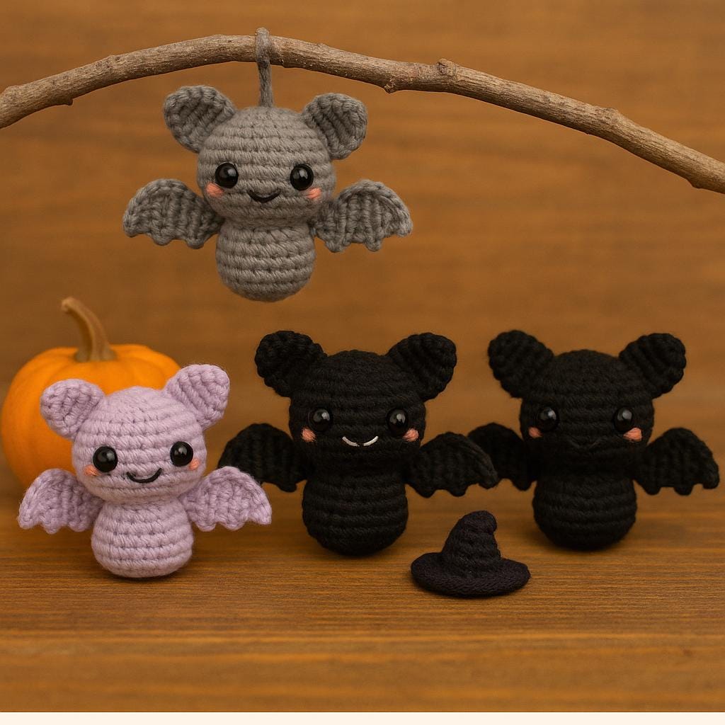 Mini Bat Crochet Pattern PDF | Halloween Amigurumi Toy Tutorial | Kawaii Plush  | Easy Beginner Crochet BBM