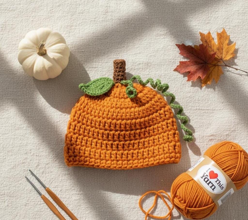 Baby Pumpkin Hat Crochet Pattern | Newborn to Child Sizes | Fall Beanie | Easy Beginner BBM