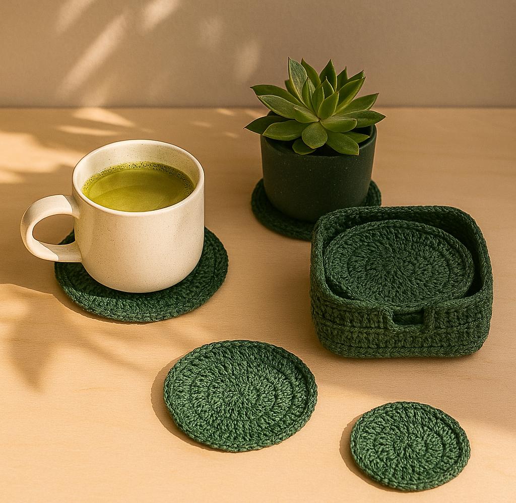 Cozy Round Coaster & Box-Style Holder Crochet Pattern | Front Gap or Solid Wall Holder BBM