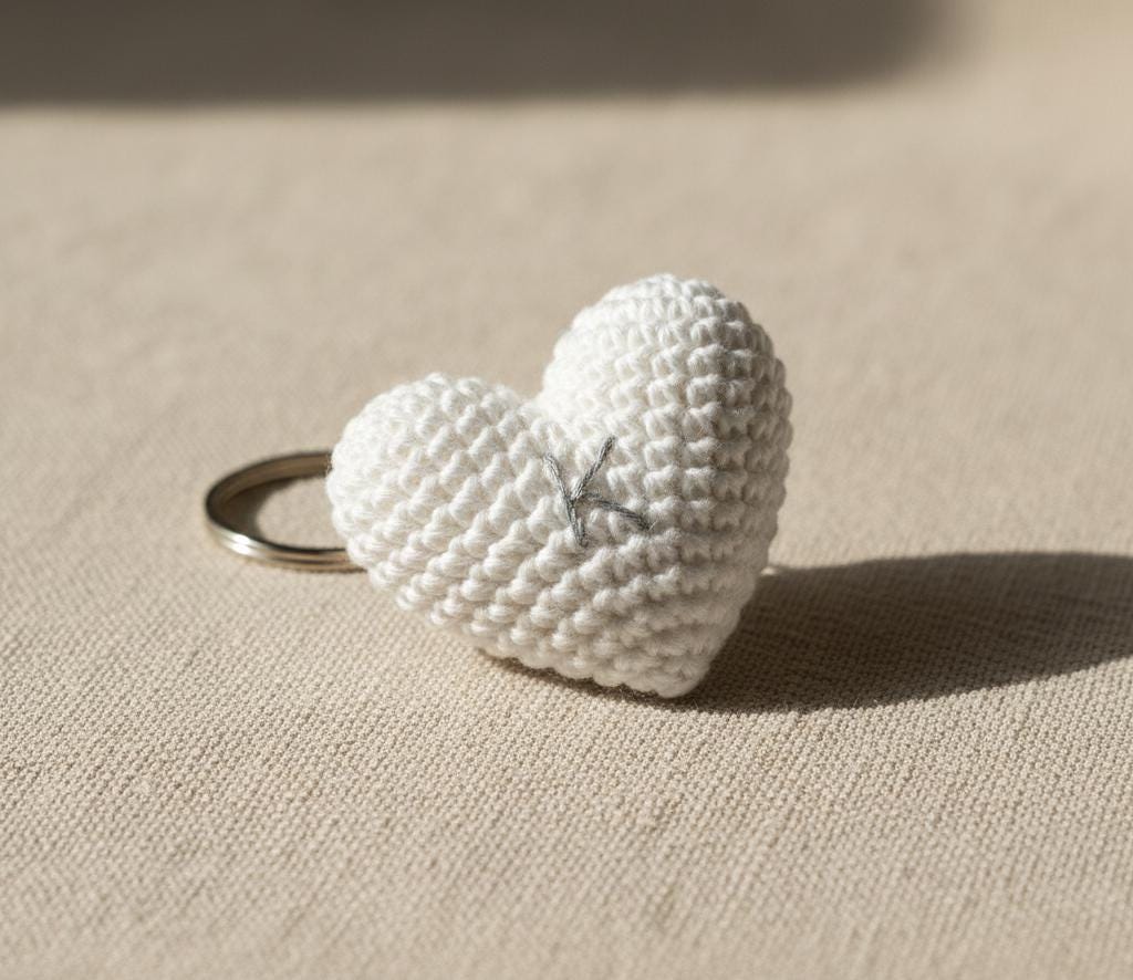 Heart Crochet Keychain Pattern PDF, Beginner Amigurumi Tutorial, Small Stuffed Plush  Gift BBM