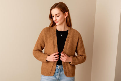 Chunky Knit Cardigan Pattern: Women's Oat Sweater (PDF Download) BBM