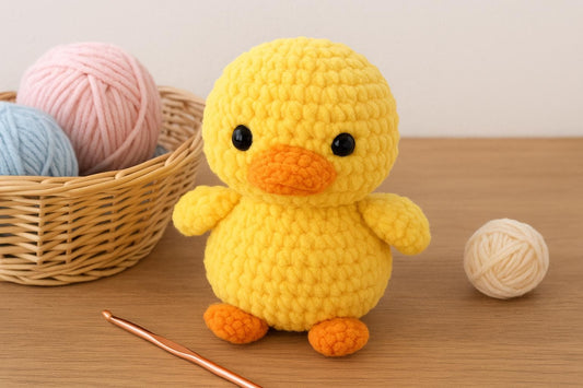 No-Sew Crochet Duck Plush Pattern | Chunky Chenille Amigurumi PDF Digital File BBM