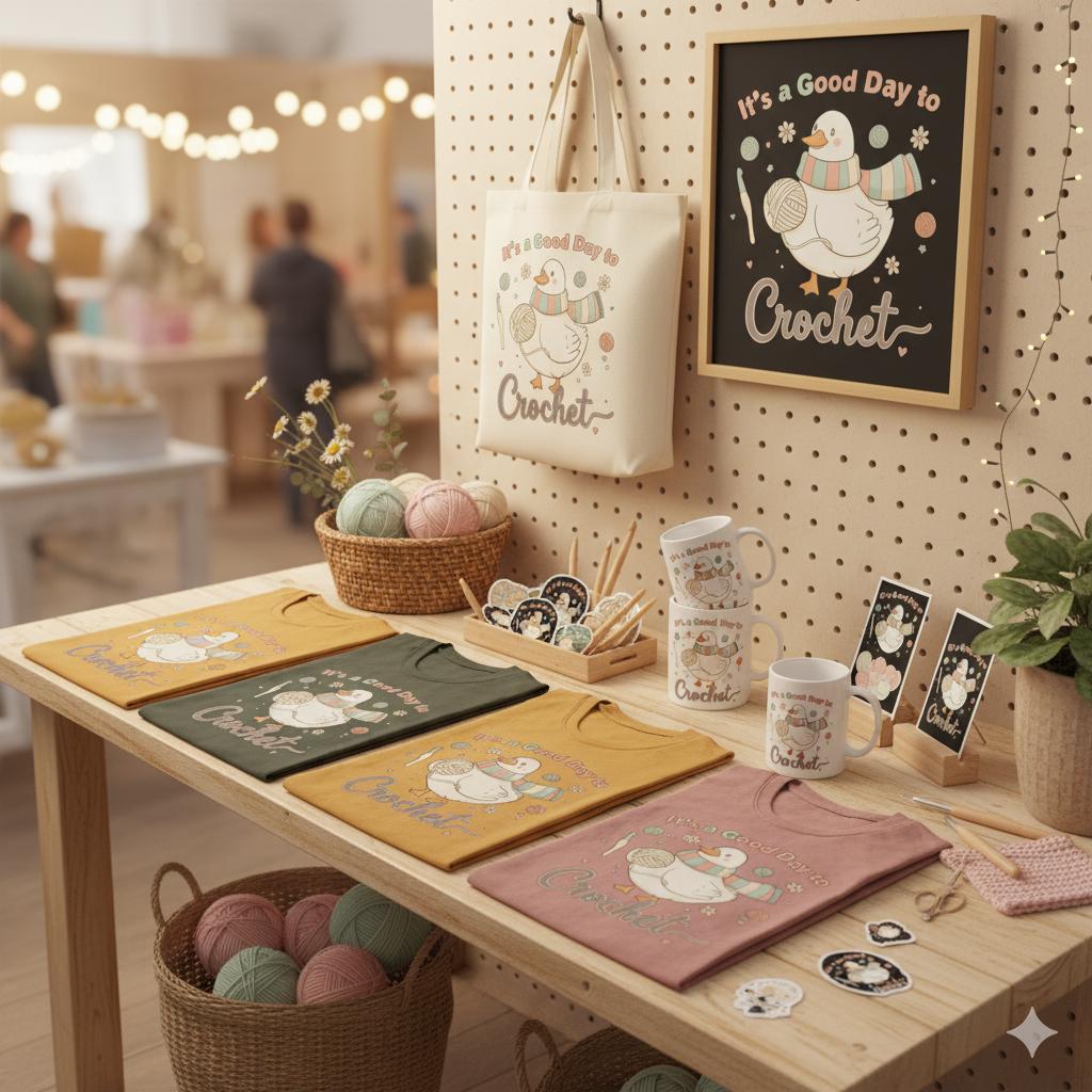 Crochet Lover Sublimation Design | Goose with Yarn PNG | Funny Duck Digital Download for T-Shirt BBM