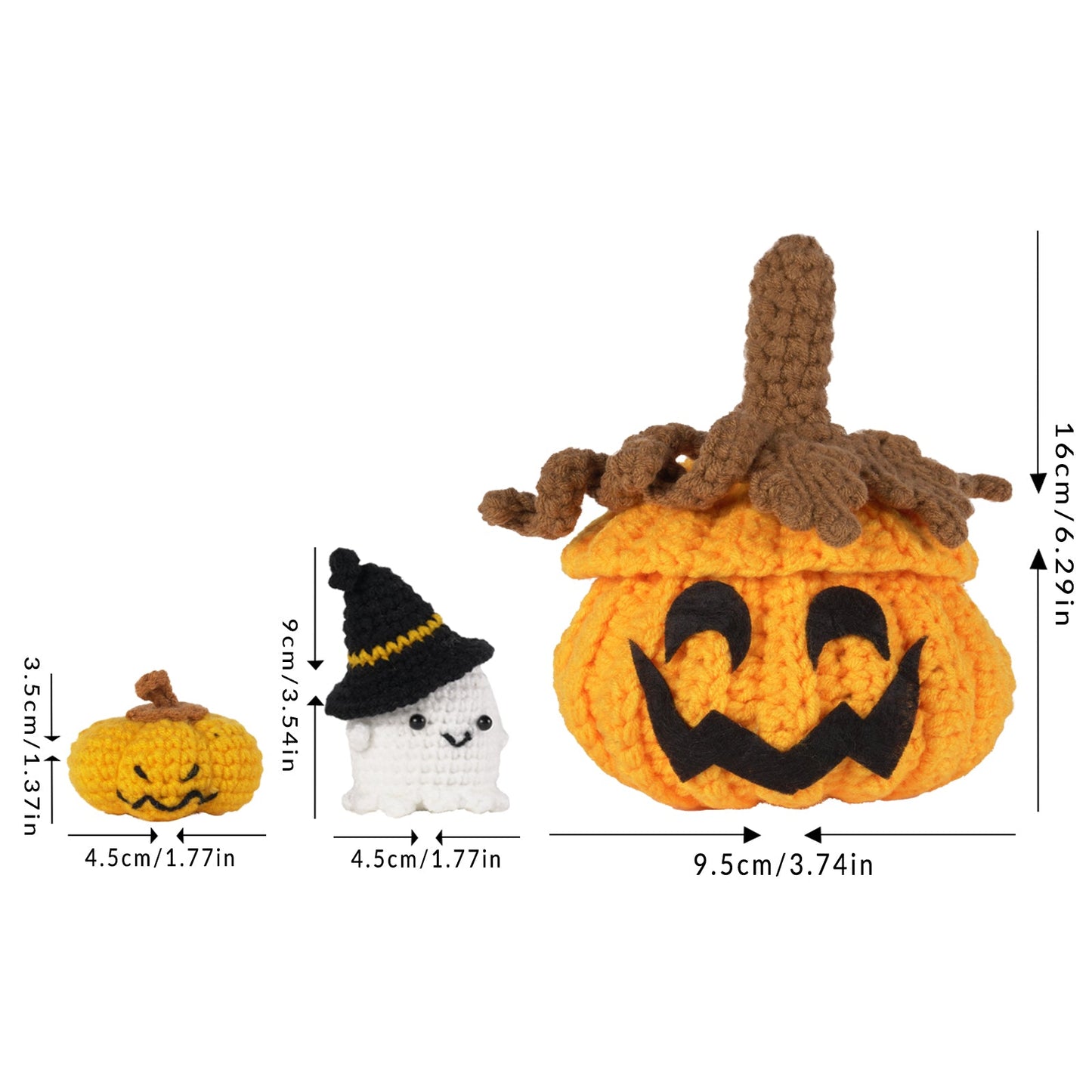 Pumpkin with Little Ghost. Halloween Amigurumi DIY Crochet Kit Wizardi F07N8-M102 Wizardi