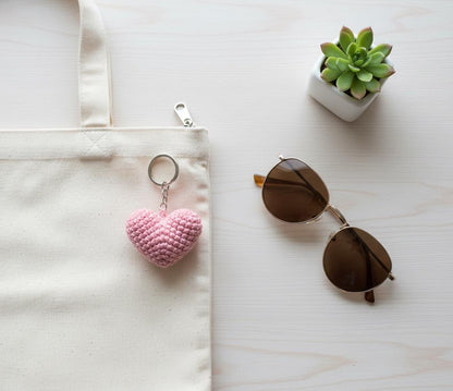 Heart Crochet Keychain Pattern PDF, Beginner Amigurumi Tutorial, Small Stuffed Plush  Gift BBM