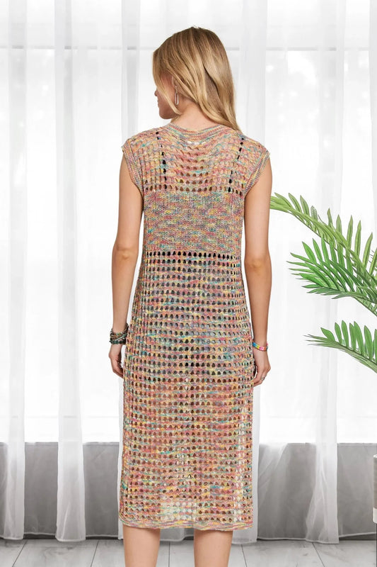 ADORA Multi Color Crochet Tunic Top Trendsi