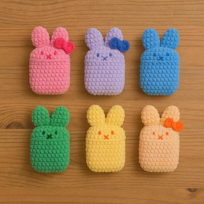 Crochet Bunny AirPods Case: Handmade Milk Cotton Plush Pouch BBM