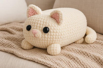 The Chonky Loaf Plush Kitty Pillow Crochet Pattern PDF | Cat pillow  | Easy Beginner Project BBM