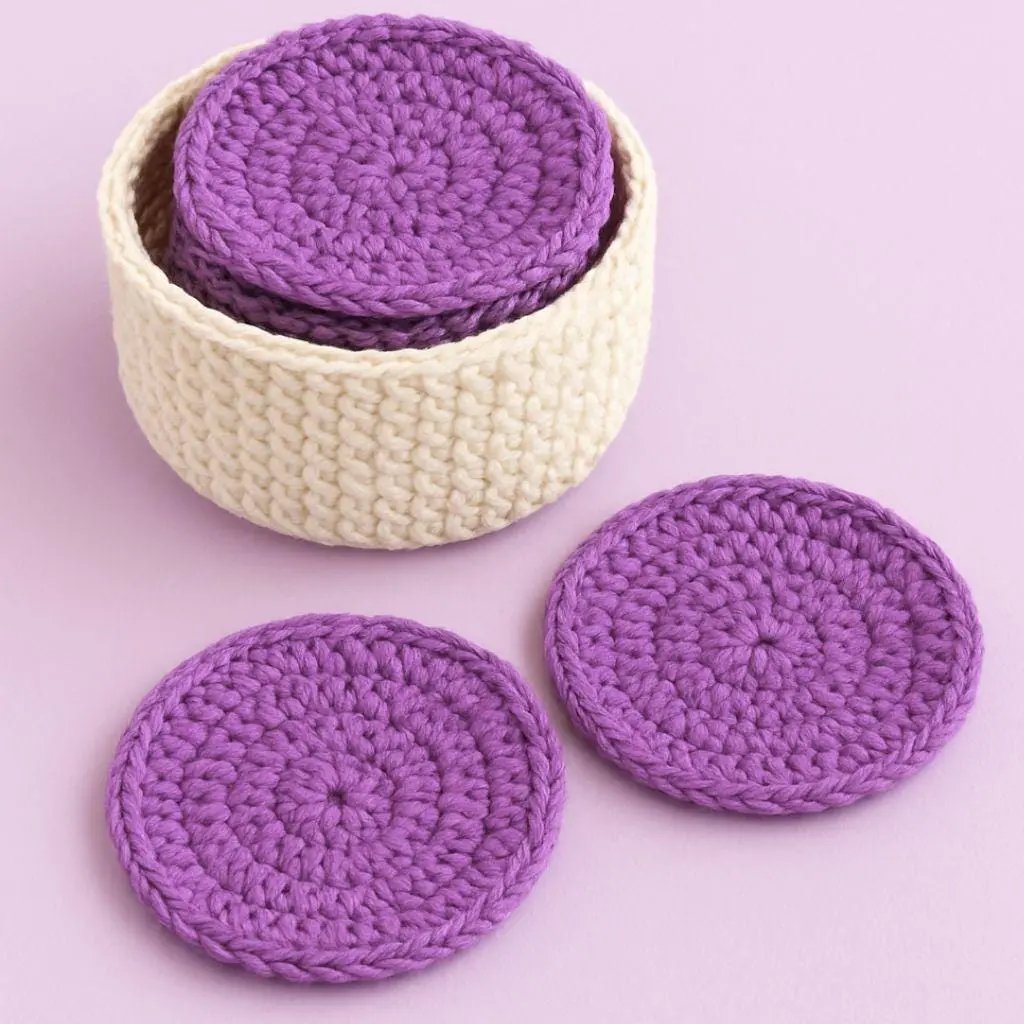 Crochet Coaster Pattern with Holder: Easy Round Coasters (PDF Pattern) BBM
