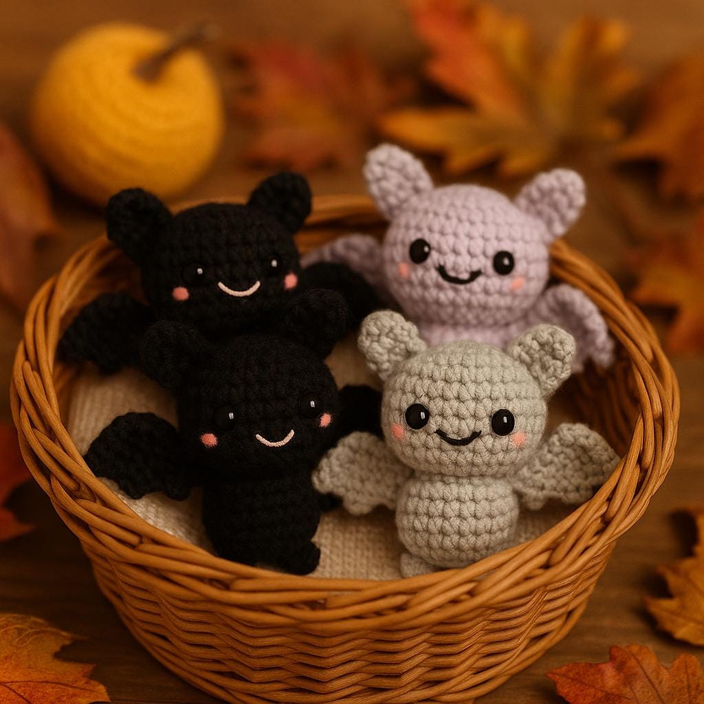 Mini Bat Crochet Pattern PDF | Halloween Amigurumi Toy Tutorial | Kawaii Plush  | Easy Beginner Crochet BBM