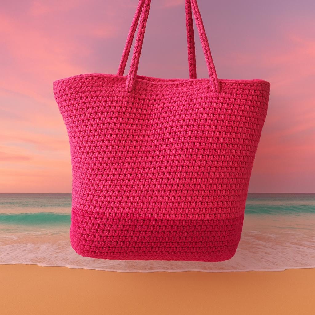 Crochet Beach Bag Pattern PDF: Easy Two-Tone Summer Tote BBM
