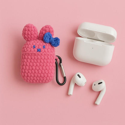 Crochet Bunny AirPods Case: Handmade Milk Cotton Plush Pouch BBM