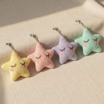 Sleepy Star Crochet Pattern | 3D Amigurumi Keychain Plush | Kawaii Keychain BBM