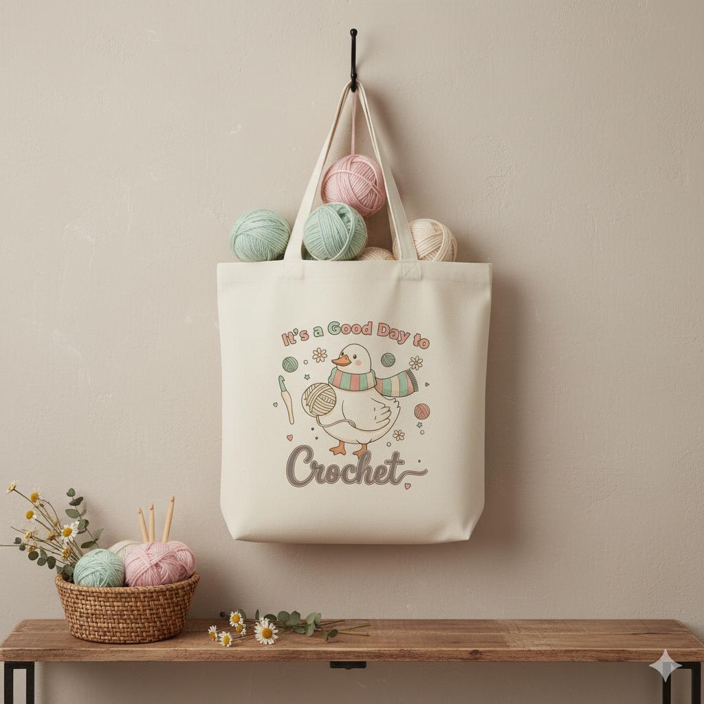 Crochet Lover Sublimation Design | Goose with Yarn PNG | Funny Duck Digital Download for T-Shirt BBM