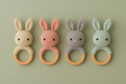 Bunny Baby Toy Crochet Pattern PDF | Amigurumi Rattle & Teething Ring DIY BBM