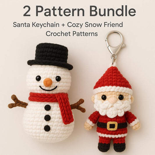 Christmas Crochet Pattern Bundle | Santa Keychain & Snowman Amigurumi | Beginner Holiday Crochet PDF BBM