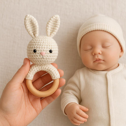 Bunny Baby Toy Crochet Pattern PDF | Amigurumi Rattle & Teething Ring DIY BBM