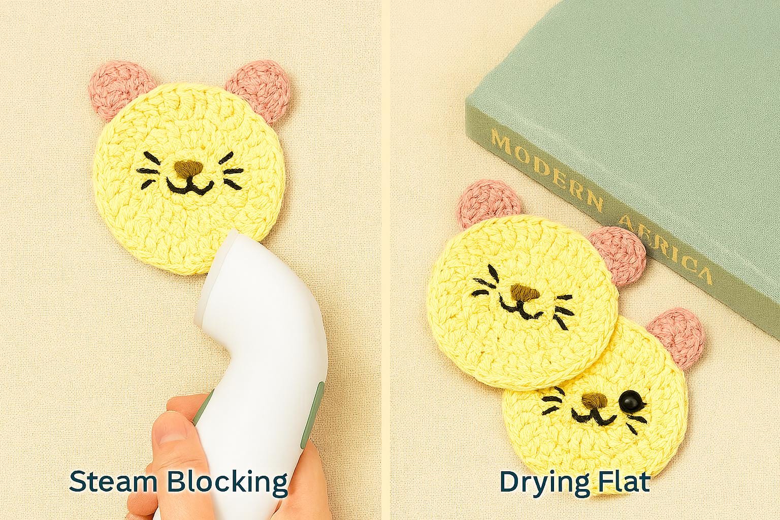 Crochet Cat Coaster Pattern PDF |Kitty Mug Rug Pattern | Easy Beginner BBM