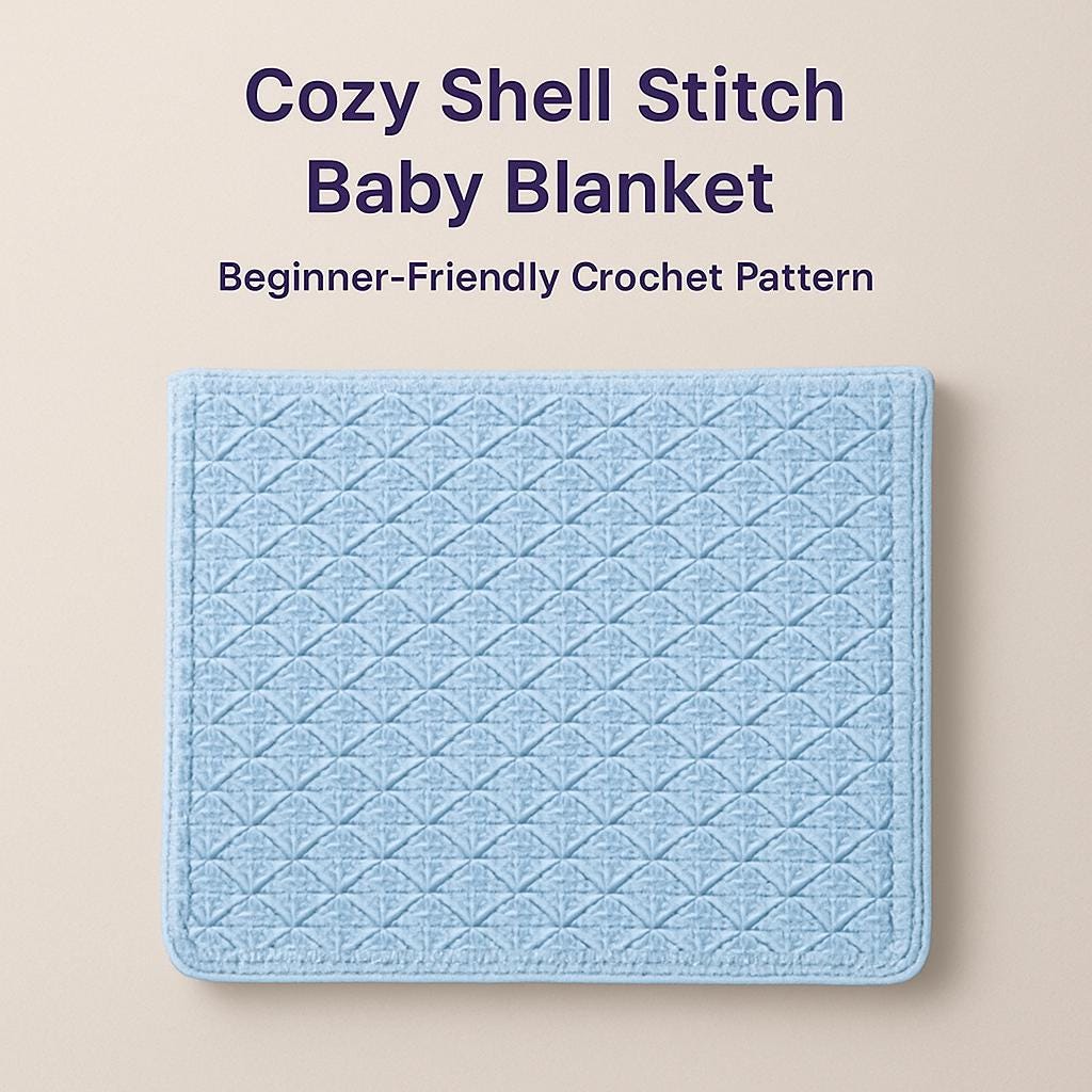 Cozy Shell Stitch Baby Blanket Crochet Pattern PDF | Beginner Friendly Striped or Solid Tutorial BBM