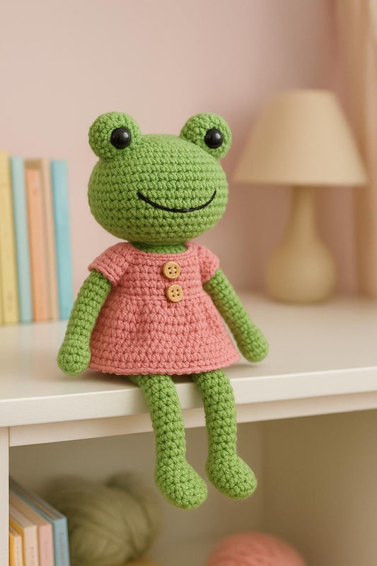 Crochet Frog Doll Pattern | Amigurumi in Dress PDF Tutorial Digital Download BBM
