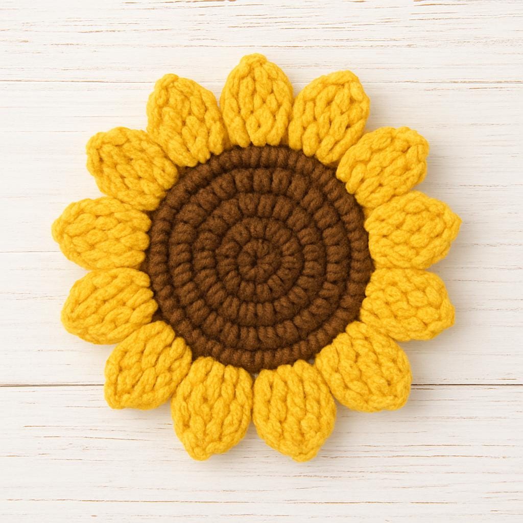 Sunflower Coaster Crochet Pattern | Basket & Lid PDF | DIY Flower Home Decor BBM