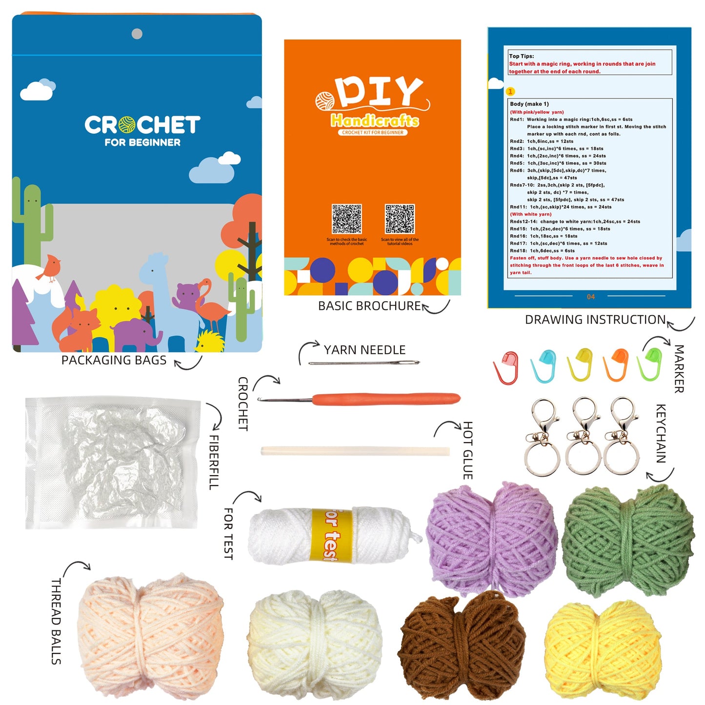 Colorful Gnomes. Gnome Amigurumi DIY Crochet Kit Wizardi F07N8-M25 Wizardi