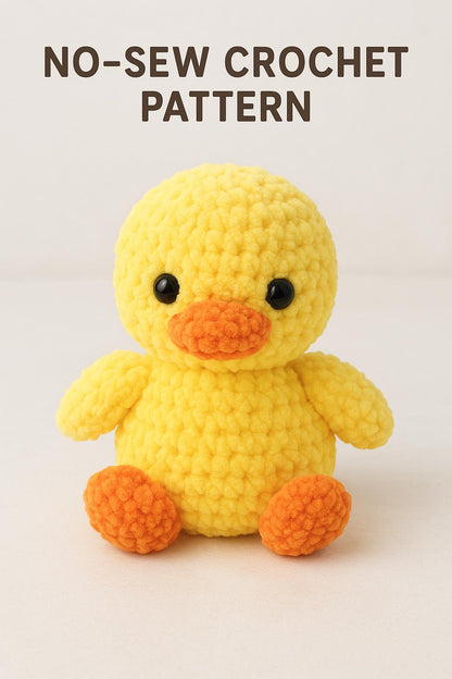 No-Sew Crochet Duck Plush Pattern | Chunky Chenille Amigurumi PDF Digital File BBM