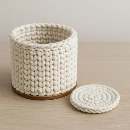 Crochet Basket & Coaster Pattern: Oval Wooden Base, Easy Home Decor (PDF Pattern BBM