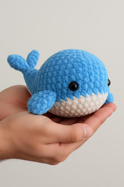 Whale Crochet Pattern PDF | Beginner Friendly No-Sew Amigurumi Plush DIY BBM