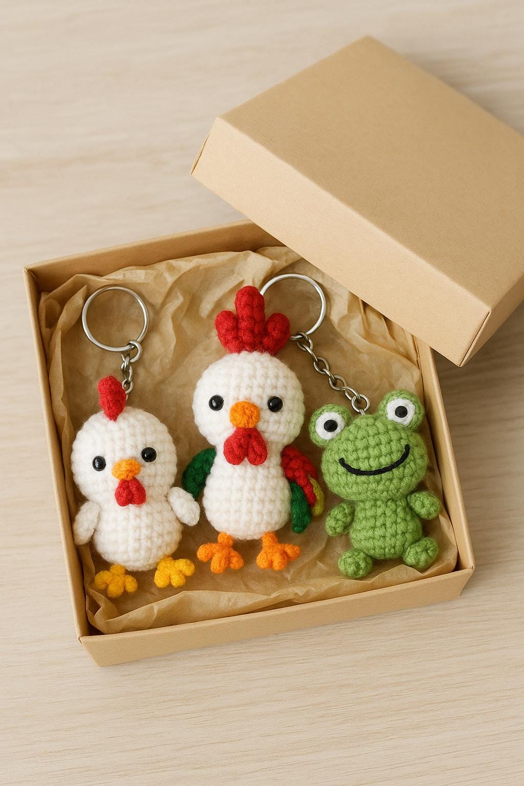 Farm Animal Crochet Pattern PDF | Amigurumi Keychains Chicken, Rooster & Frog BBM