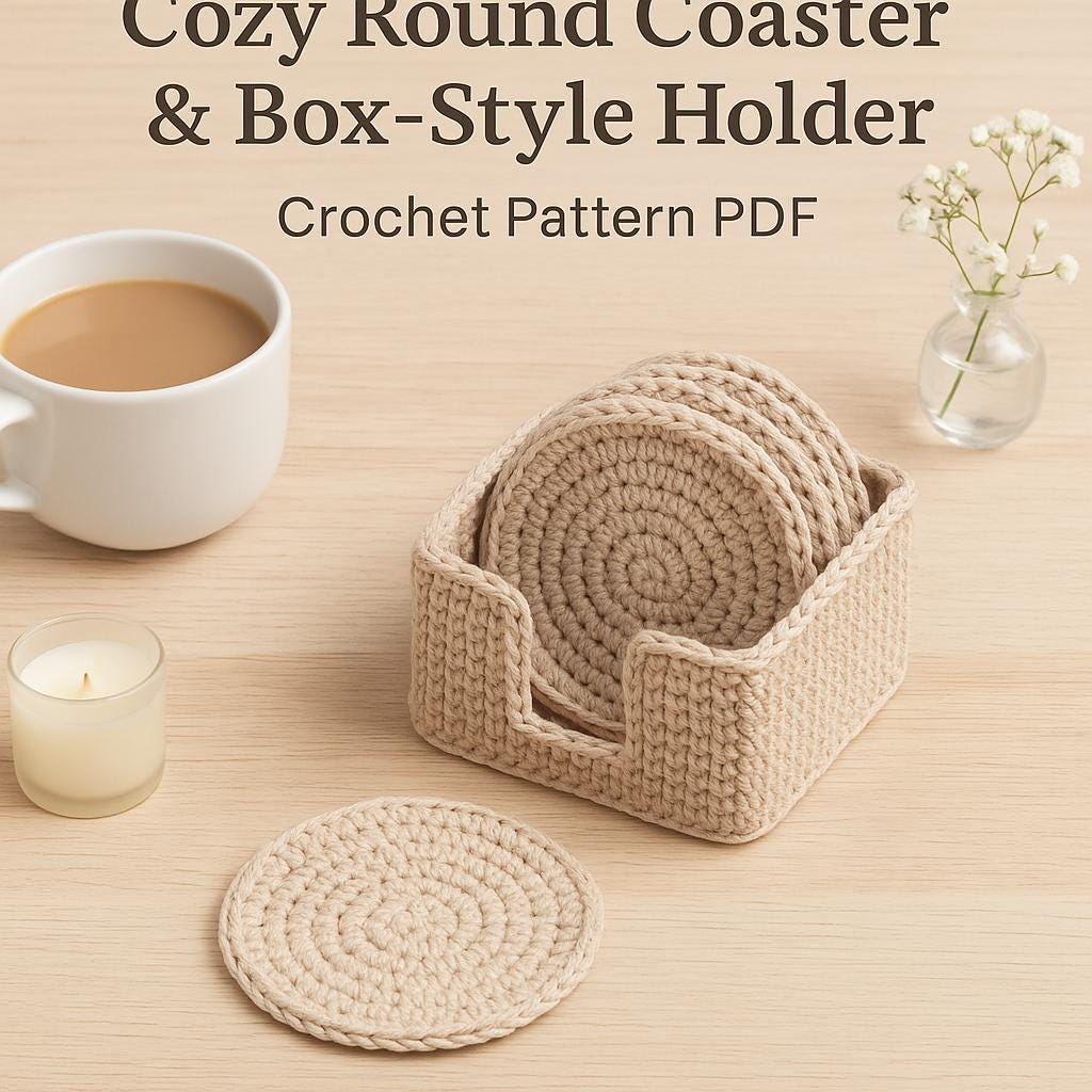 Cozy Round Coaster & Box-Style Holder Crochet Pattern | Front Gap or Solid Wall Holder BBM
