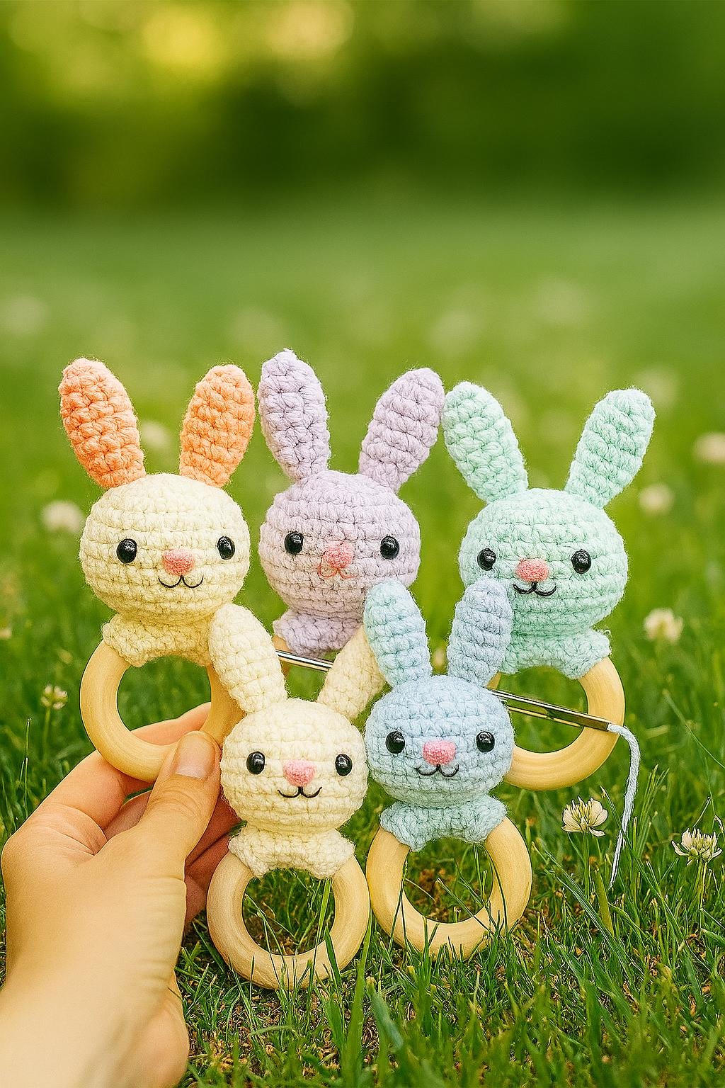 Bunny Baby Toy Crochet Pattern PDF | Amigurumi Rattle & Teething Ring DIY BBM