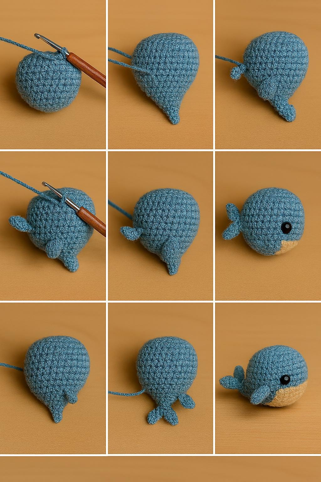 Whale Crochet Pattern PDF | Beginner Friendly No-Sew Amigurumi Plush DIY BBM