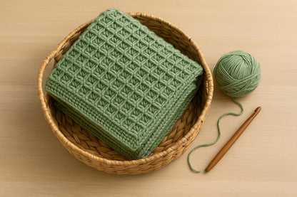 Waffle Stitch Crochet Blanket Pattern | Textured Afghan Throw PDF BBM